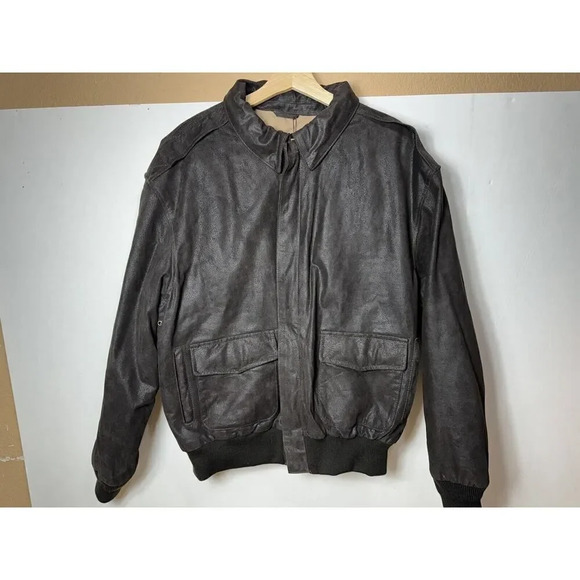Vintage Luxury Lane Air Force Full Zip Rib Leather Jacket Mens Large Made in USA - Picture 7 of 11